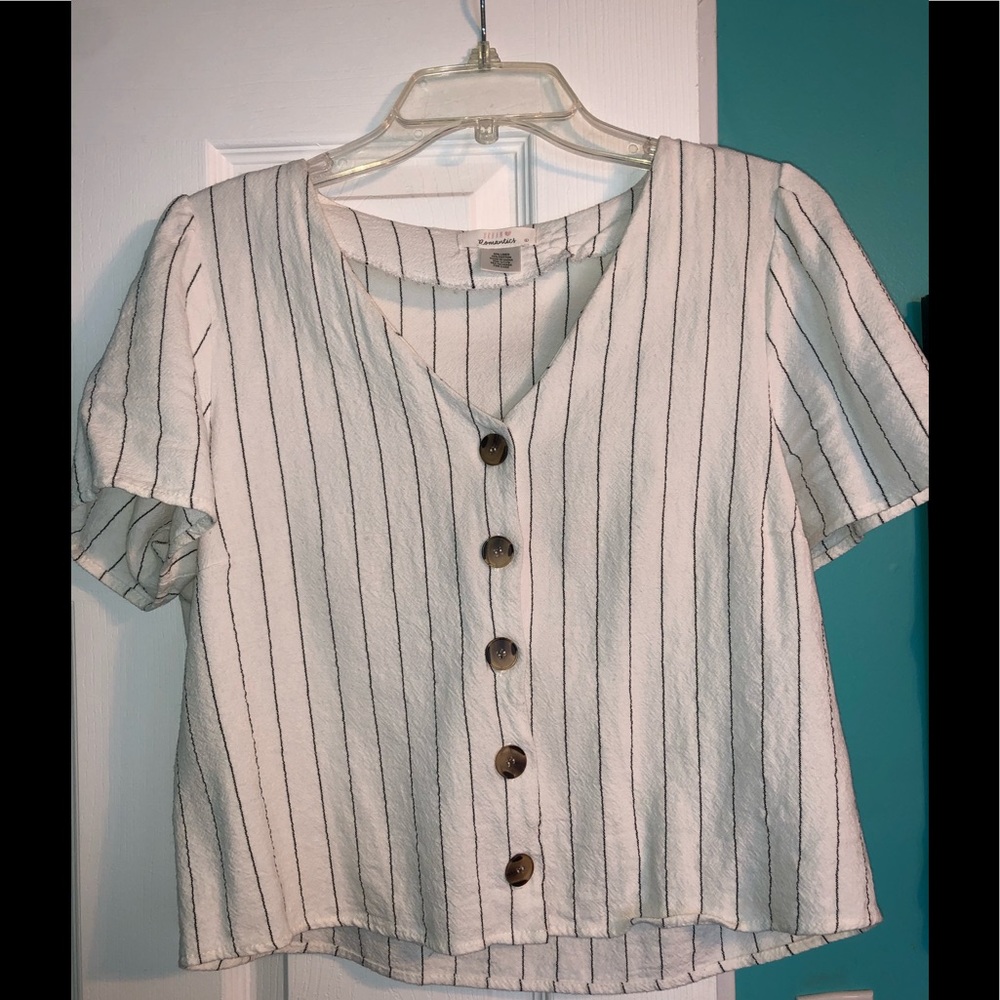 Striped button down top